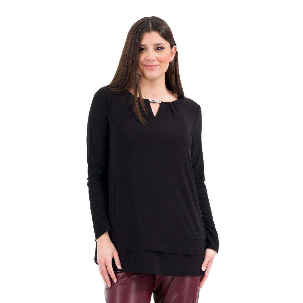 QVC Nina Leonard Maglia a maniche lunghe con scollo a V
