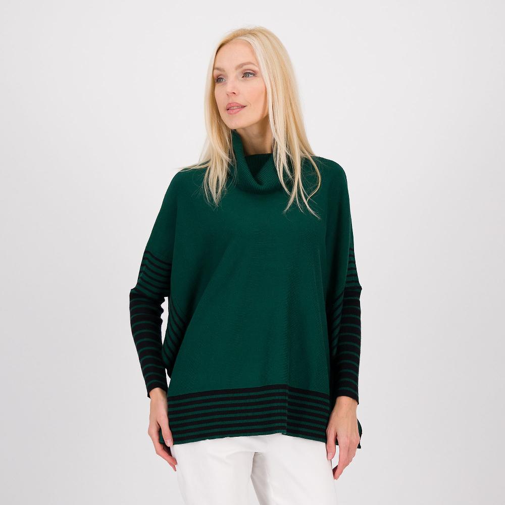 QVC Nina Leonard Maglia a poncho con collo ad anello e maniche lunghe
