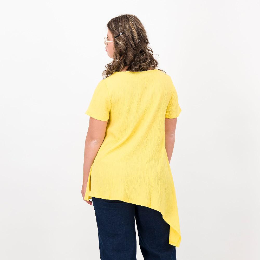 QVC Nina Leonard Maglia Asimmetrica A Manica Corta In Misto Viscosa
