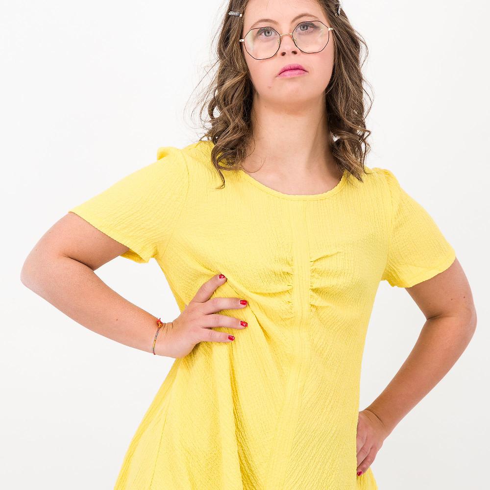 QVC Nina Leonard Maglia Asimmetrica A Manica Corta In Misto Viscosa