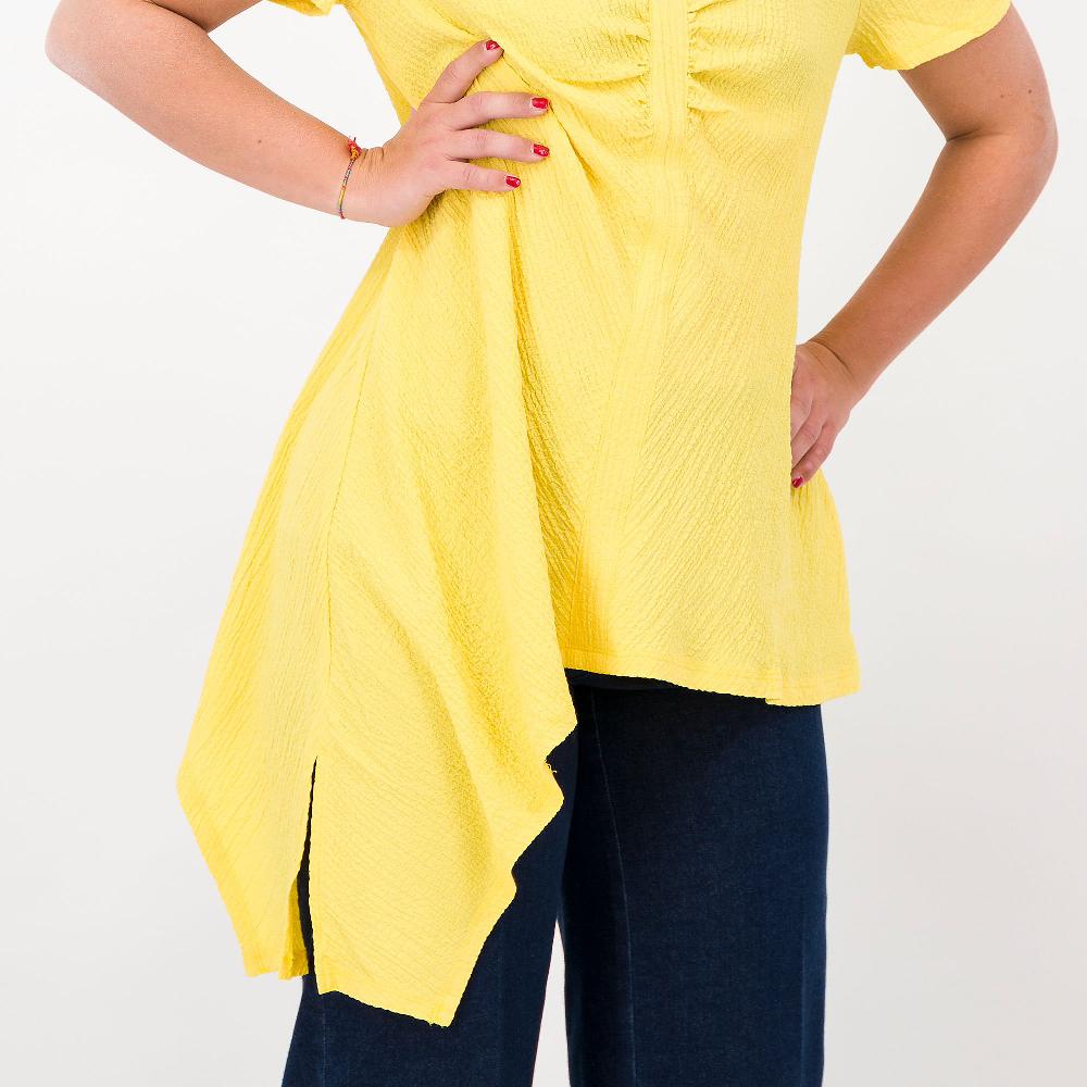 QVC Nina Leonard Maglia Asimmetrica A Manica Corta In Misto Viscosa