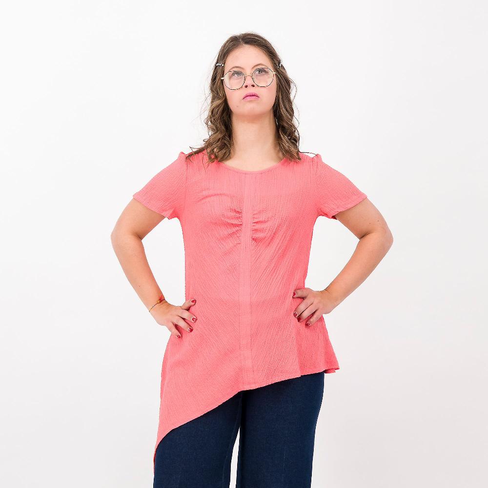 QVC Nina Leonard Maglia asimmetrica a manica corta in misto viscosa