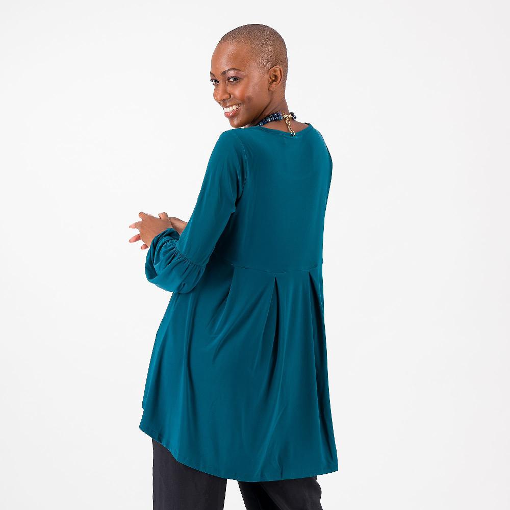 QVC Nina Leonard Maglia Asimmetrica A Manica Lunga Con Pieghe Dietro