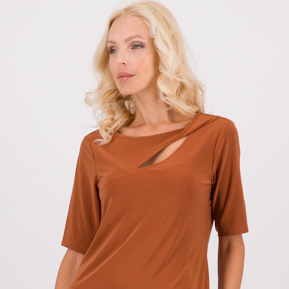 QVC Nina Leonard Maglia Con Apertura Sotto Allo Scollo E Maniche Al Gomito