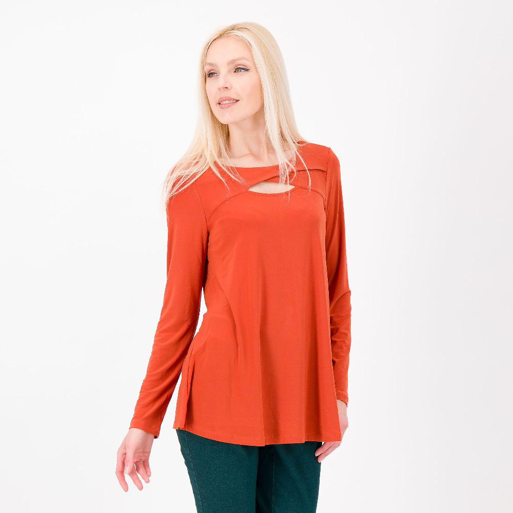 QVC Nina Leonard Maglia con incrocio e apertura allo scollo