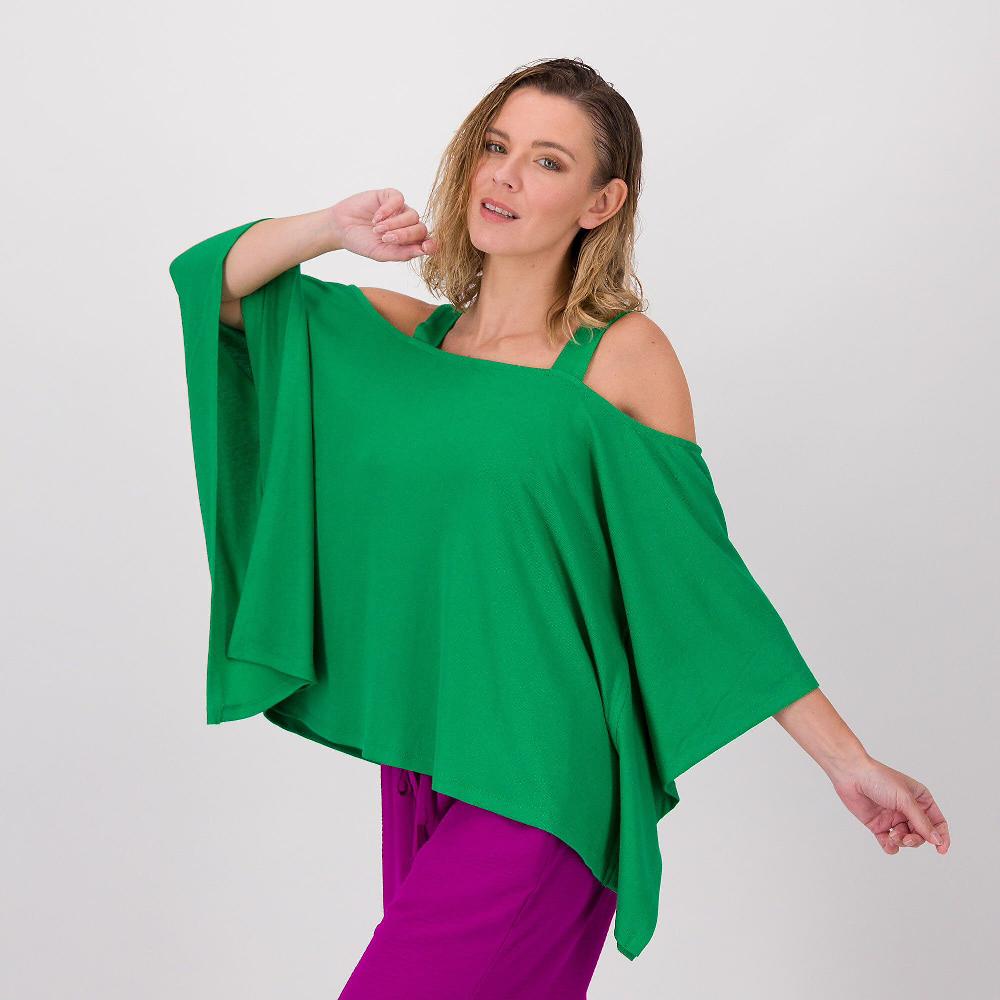 QVC Nina Leonard Maglia con spalle cut out e scollo quadrato