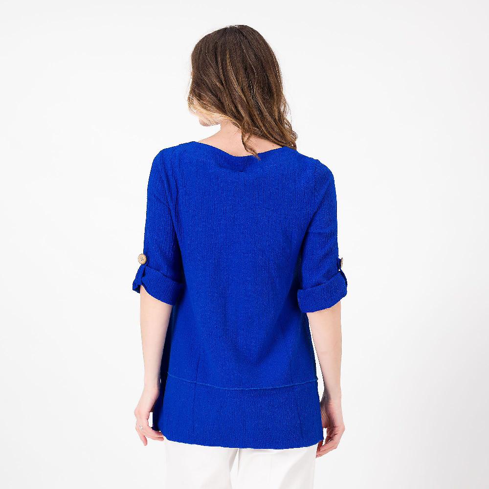 QVC Nina Leonard Maglia Con Tasca In Tessuto Crespo