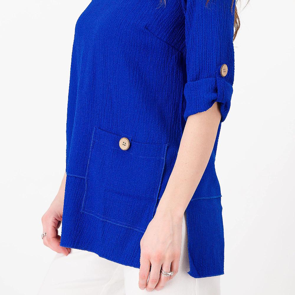 QVC Nina Leonard Maglia Con Tasca In Tessuto Crespo