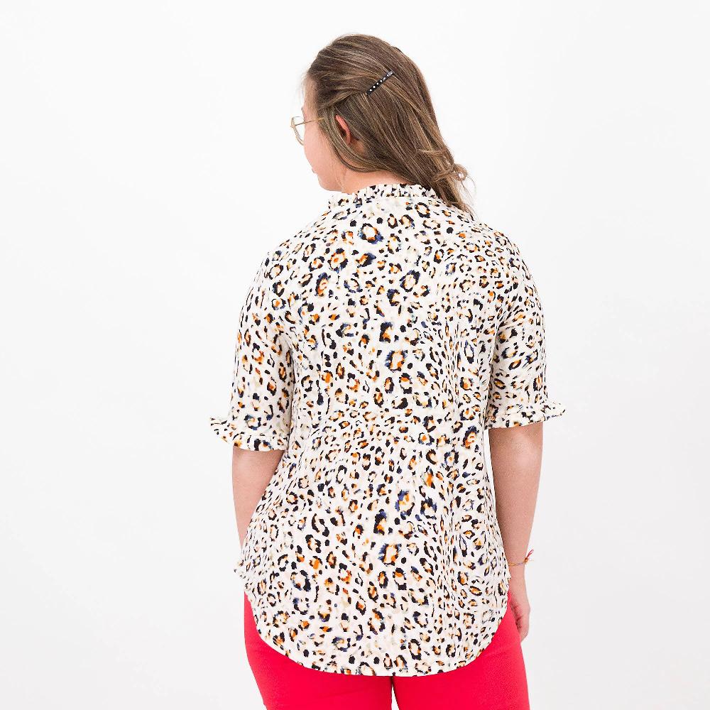 QVC Nina Leonard Maglia Fantasia Con Rouches Allo Scollo