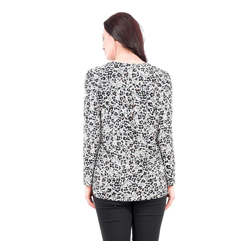 QVC Nina Leonard Maglia Fantasia Con Scollo A V E Bottoncini