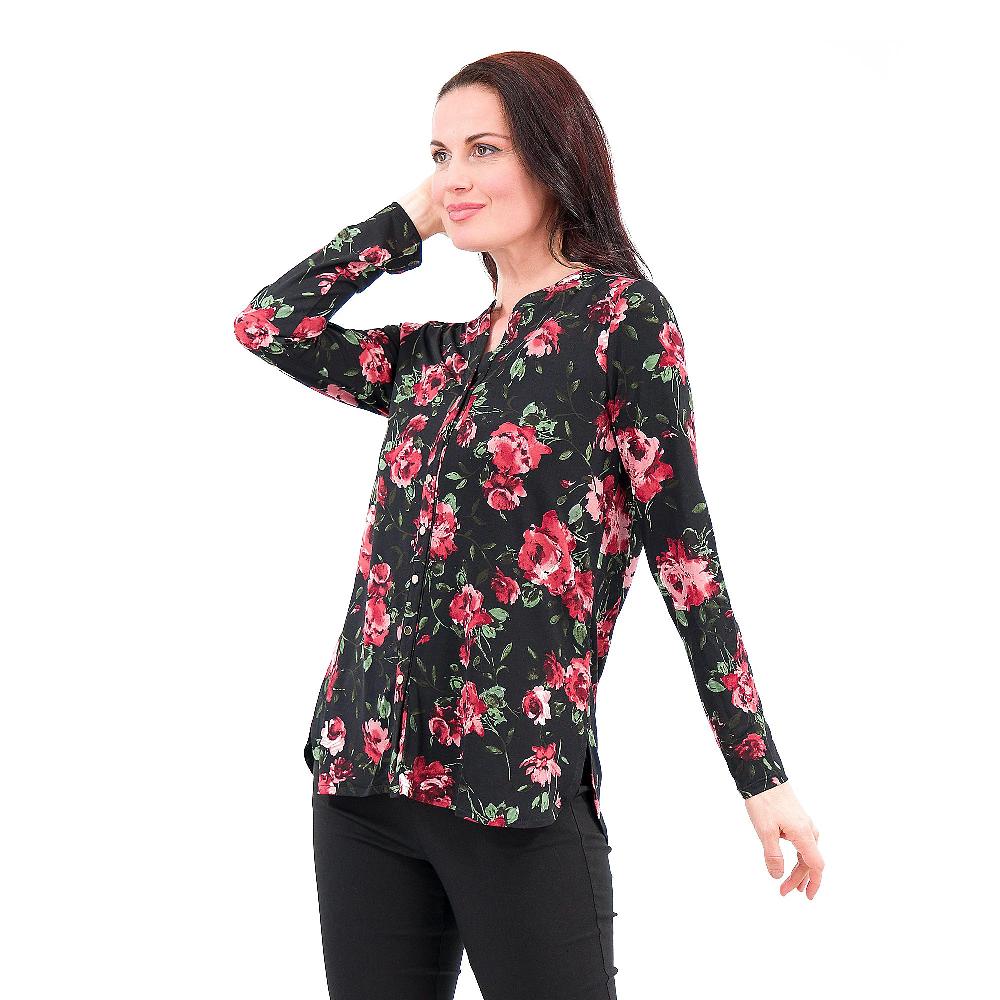 QVC Nina Leonard Maglia fantasia con scollo a V e bottoncini