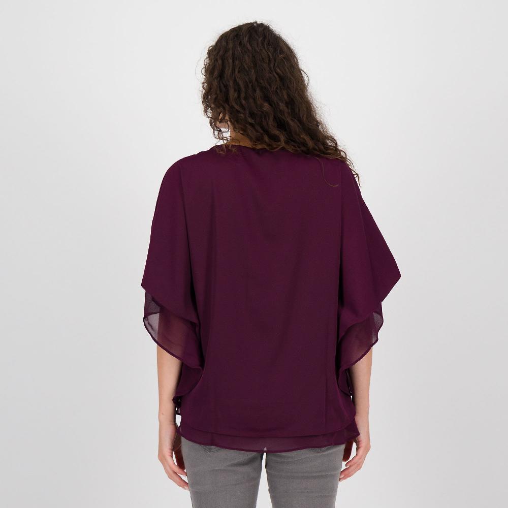 QVC Nina Leonard Maglia In Chiffon E Raso Con Maniche A Kimono