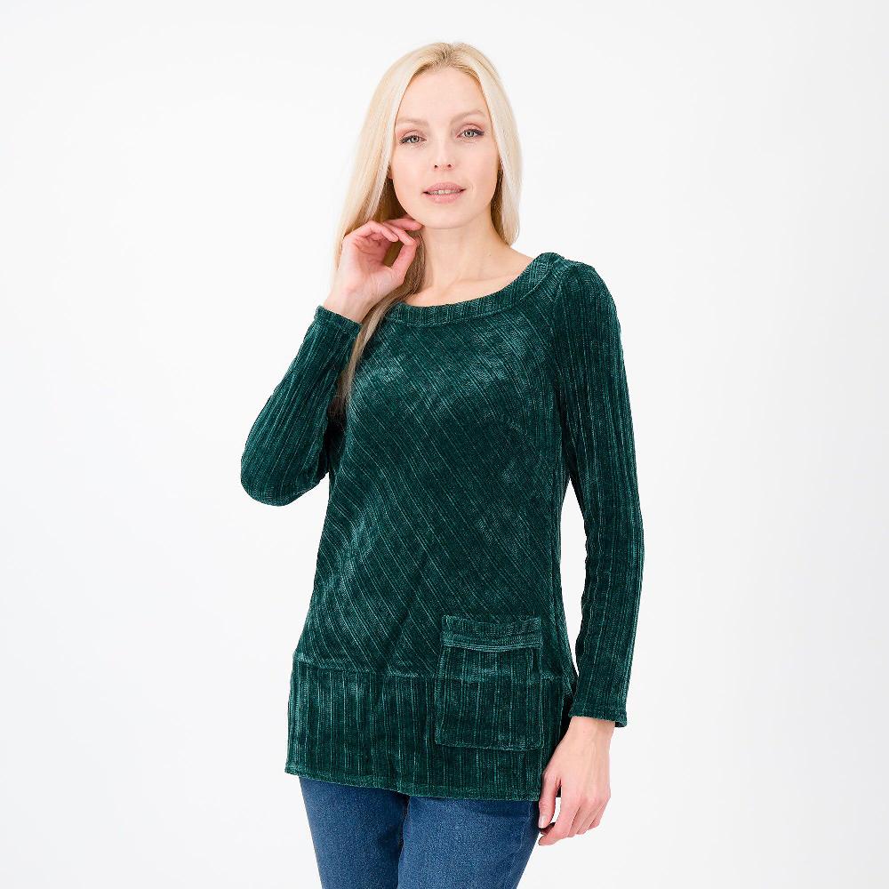 QVC Nina Leonard Maglia in ciniglia con lavorazione a righe