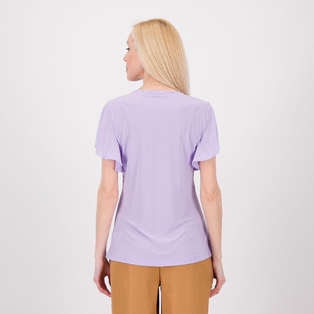QVC Nina Leonard Maglia In Jersey Con Maniche Corte A Farfalla