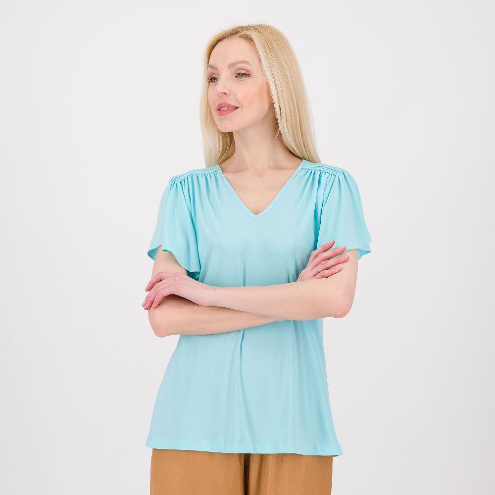 QVC Nina Leonard Maglia in jersey con maniche corte a farfalla