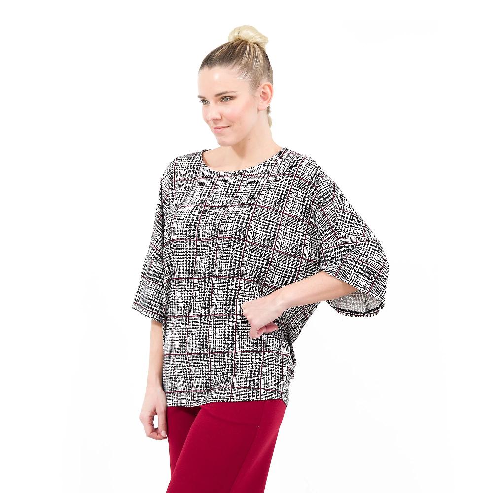 QVC Nina Leonard Maglia in jersey fantasia con manica ampia