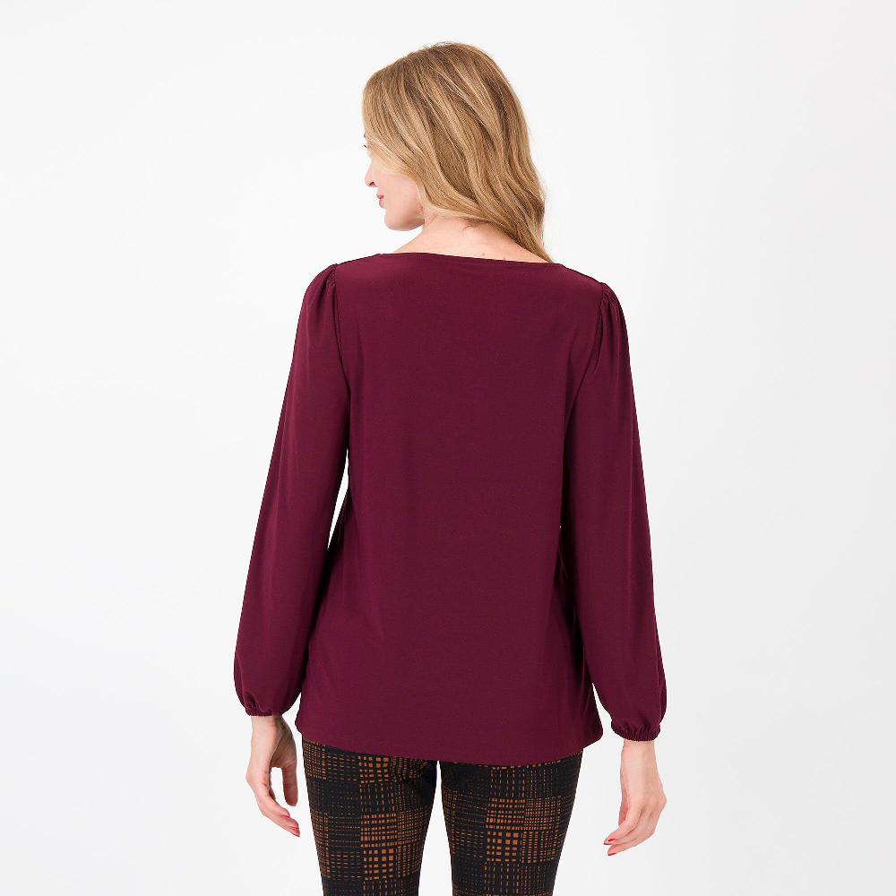 QVC Nina Leonard Maglia In Jersey Opaco Con Manica Balloon