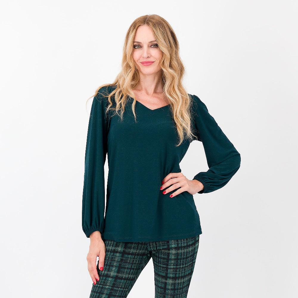 QVC Nina Leonard Maglia in jersey opaco con manica balloon