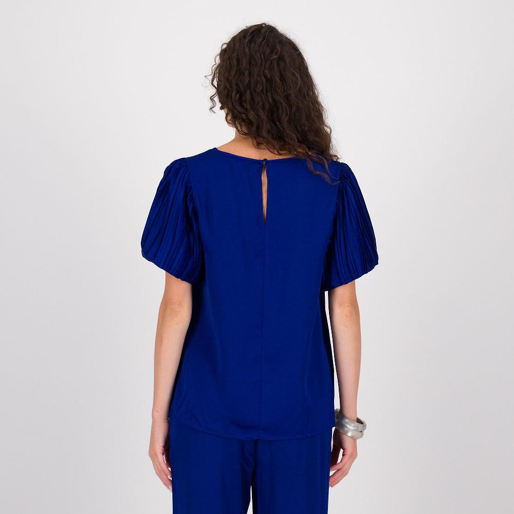 QVC Nina Leonard Maglia In Raso Con Maniche Corte A Sbuffo