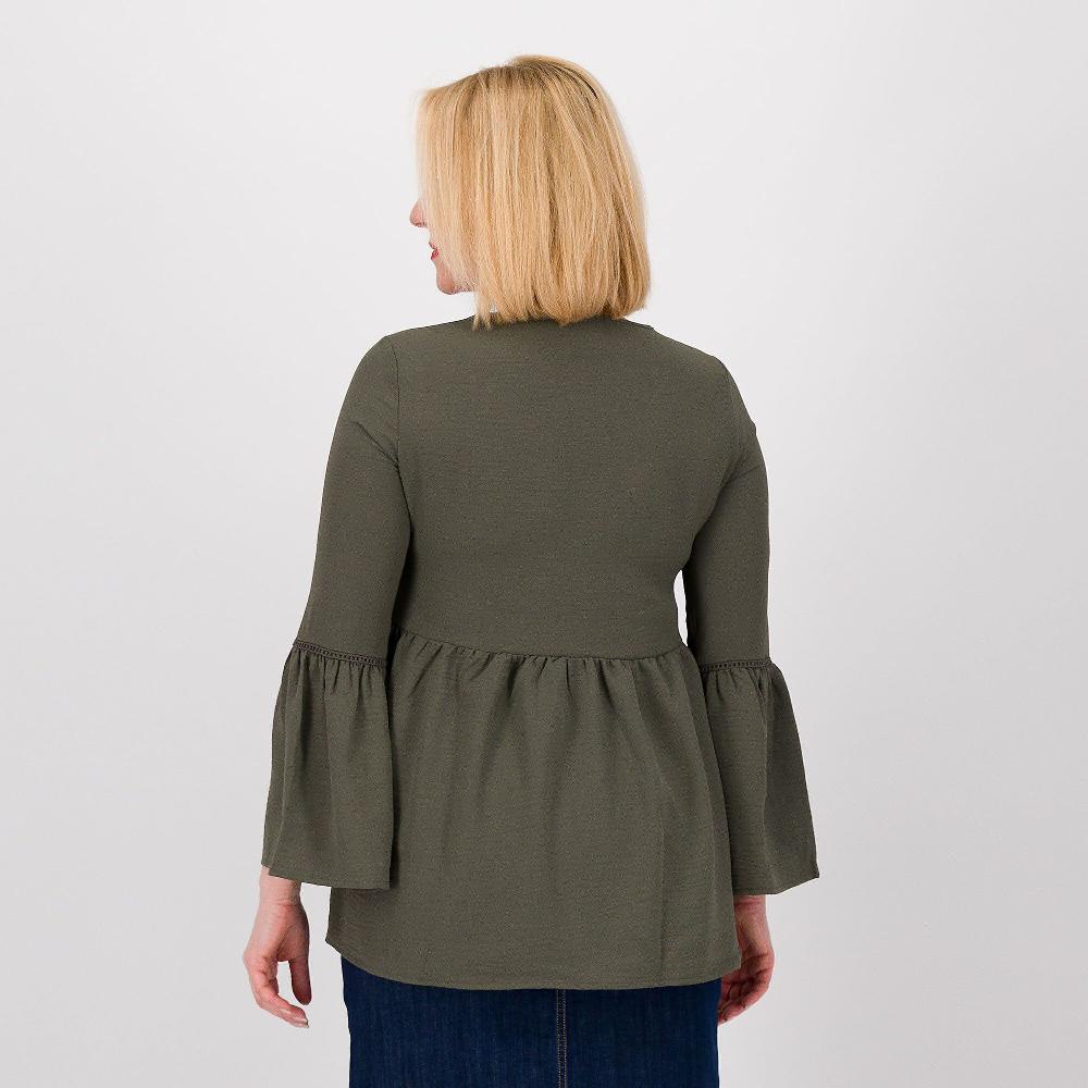 QVC Nina Leonard Maglia In Tessuto Crespo Con Maniche A Campana