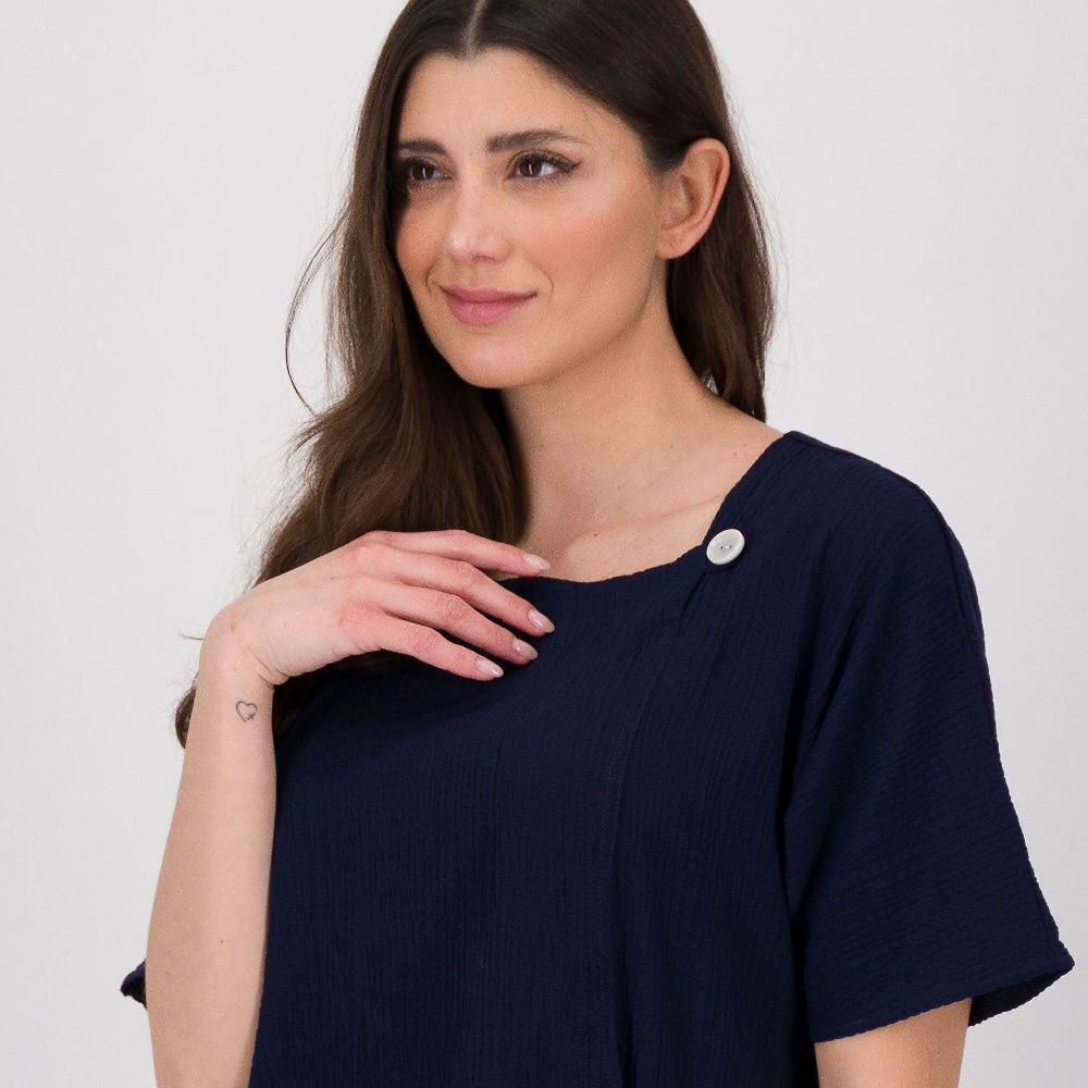 QVC Nina Leonard Maglia In Tessuto Operato Co Scollo Asimetrico