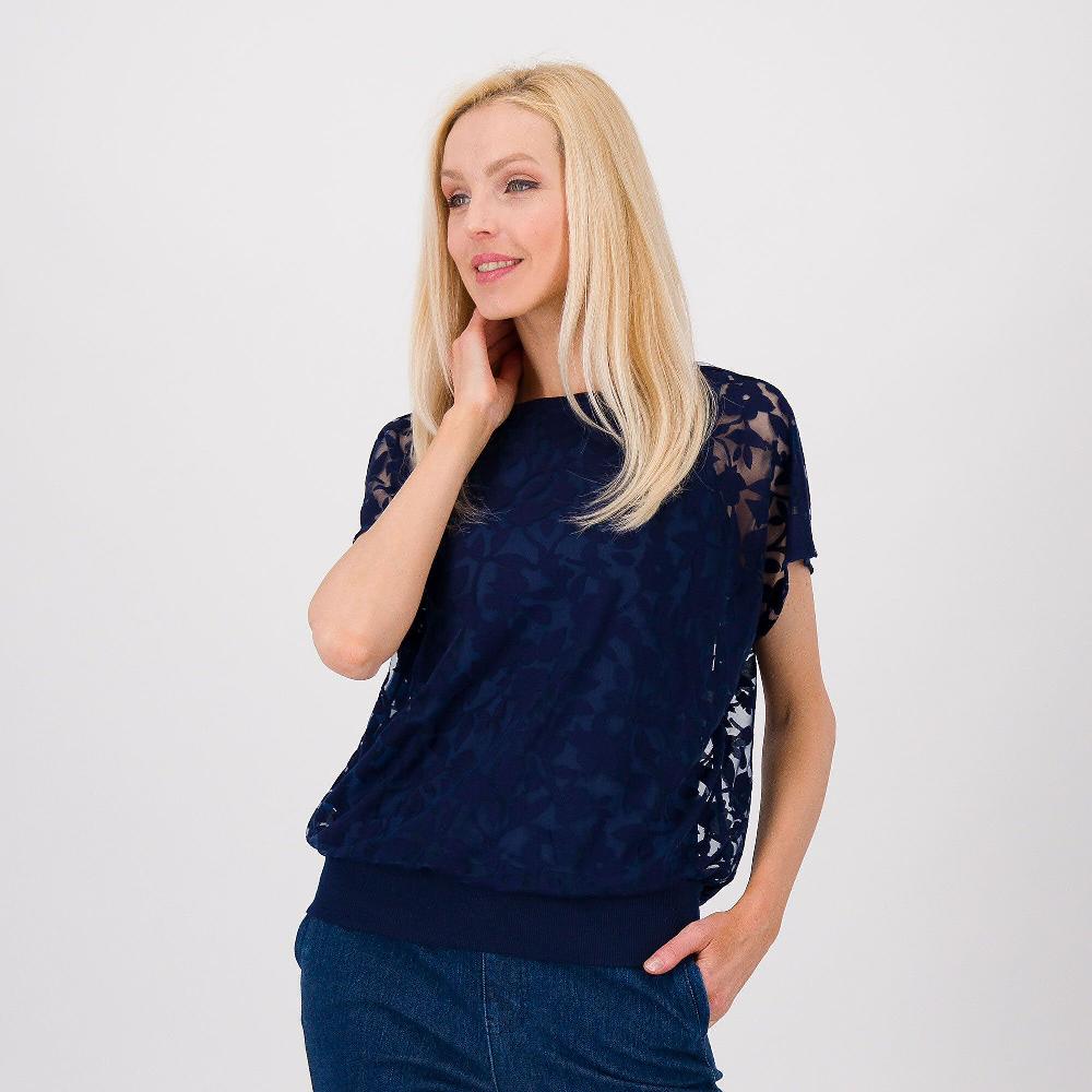 QVC Nina Leonard Maglia in tulle devoré con corpino foderato