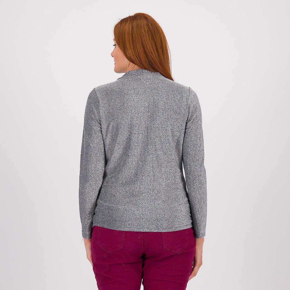 QVC Nina Leonard Maglia Manica Lunga In Jersey Lamé Con Drappeggio