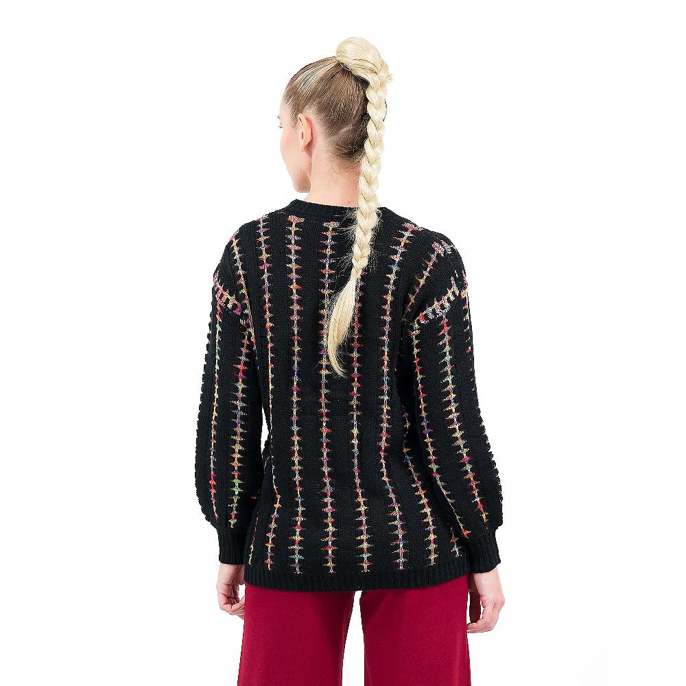 QVC Nina Leonard Maglione Girocollo Fantasia Manica Lunga Scesa