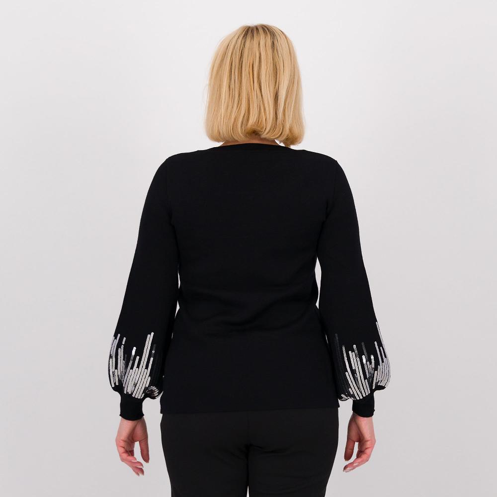 QVC Nina Leonard Maglione Manica Lunga A Balloon Con Polsino E Dettaglio Paillette