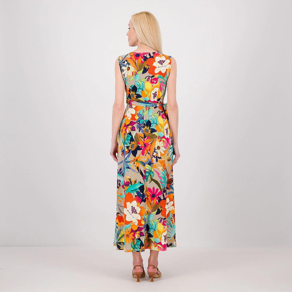 QVC Nina Leonard Maxi Abito Smanicato In Jersey Fantasia