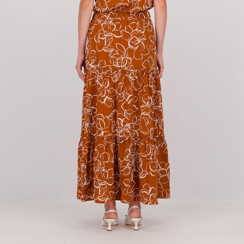 QVC Nina Leonard Maxi Gonna Fantasia A Balze Arricciate Con Elastico In Vita