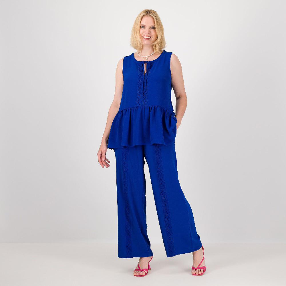 QVC Nina Leonard Pantaloni A Gamba Larga Con Elastico In Vita E Passamaneria