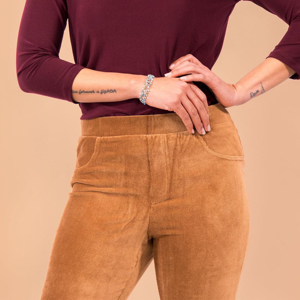 QVC Nina Leonard Pantaloni A Sigaretta In Velluto Stretch Reg O Pet