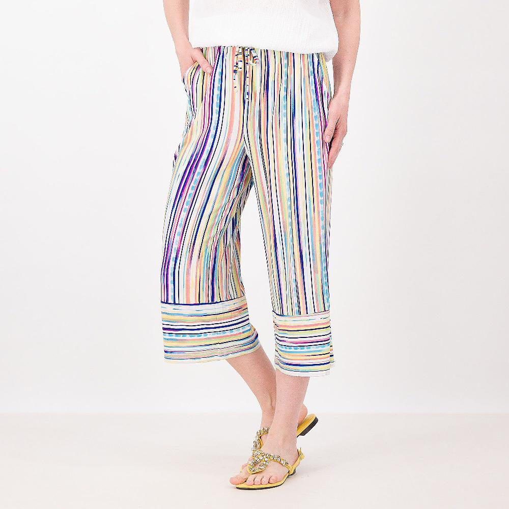 QVC Nina Leonard Pantaloni cropped in jersey opaco fantasia