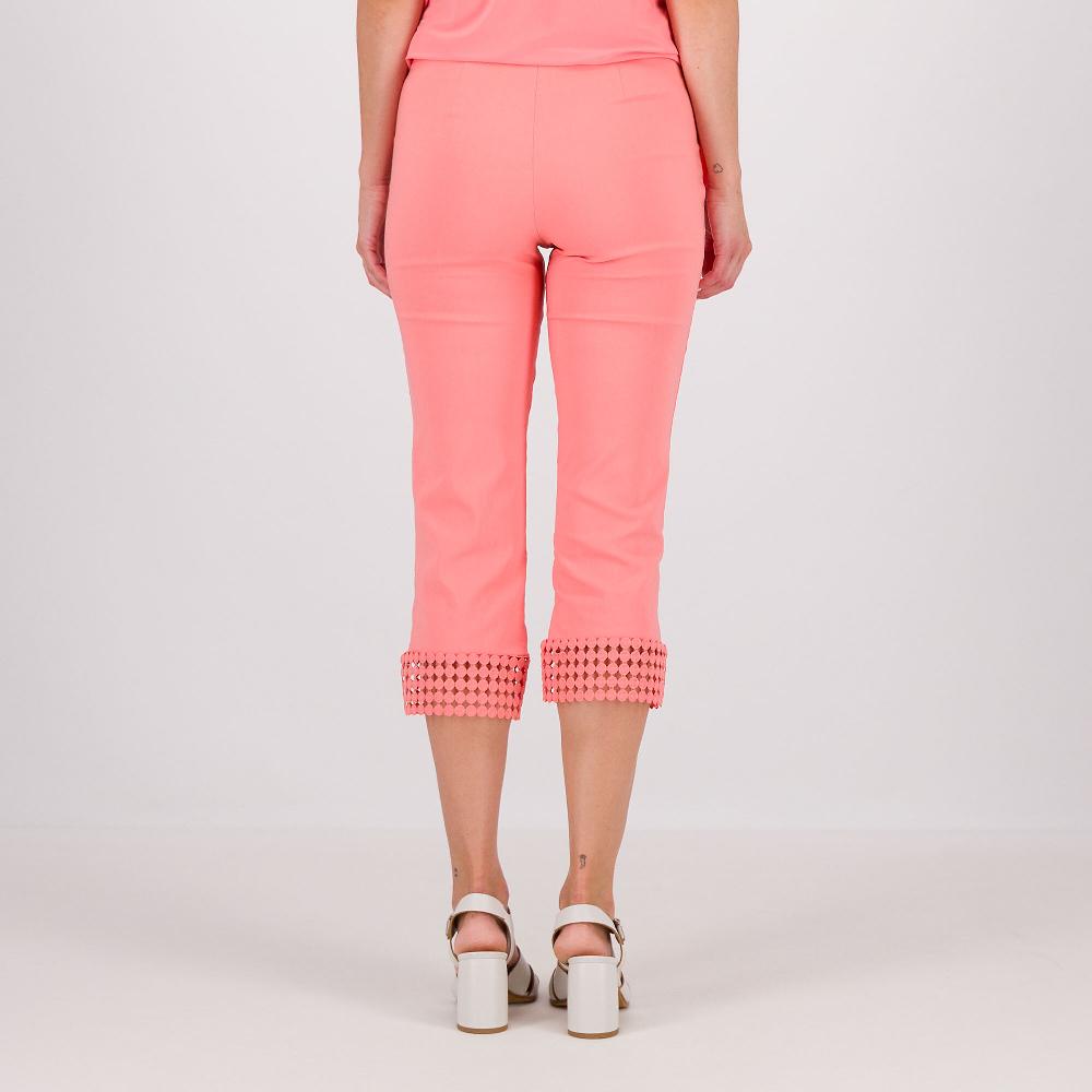 QVC Nina Leonard Pantaloni Cropped In Misto Viscosa Banda In Pizzo A Fondo Gamba