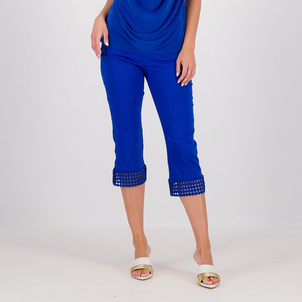 QVC Nina Leonard Pantaloni cropped in misto viscosa Banda in pizzo a fondo gamba