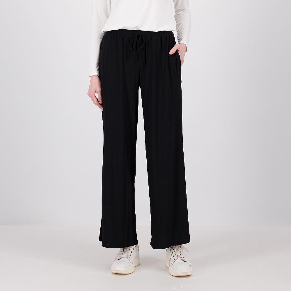 QVC Nina Leonard Pantaloni gamba larga con elastico in vita e coulisse