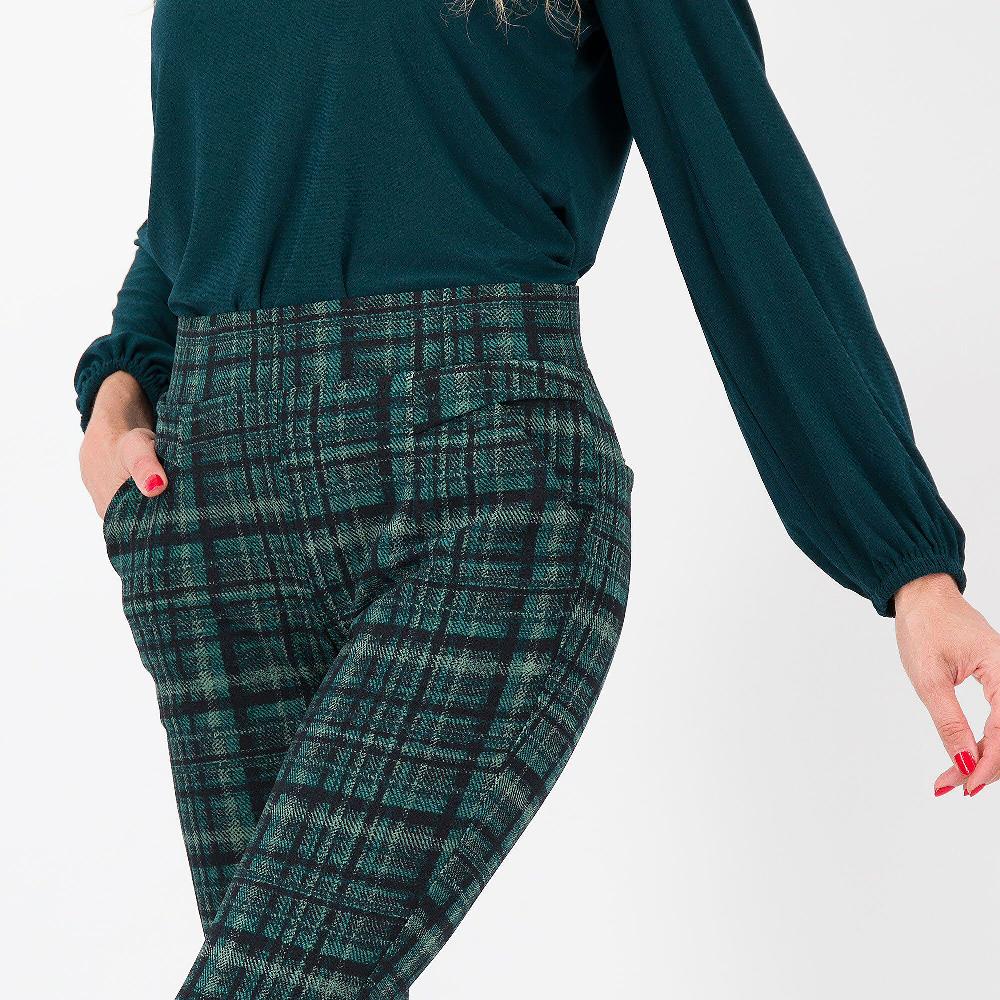 QVC Nina Leonard Pantaloni Lunghi Fantasia In Crépe Elasticizzato