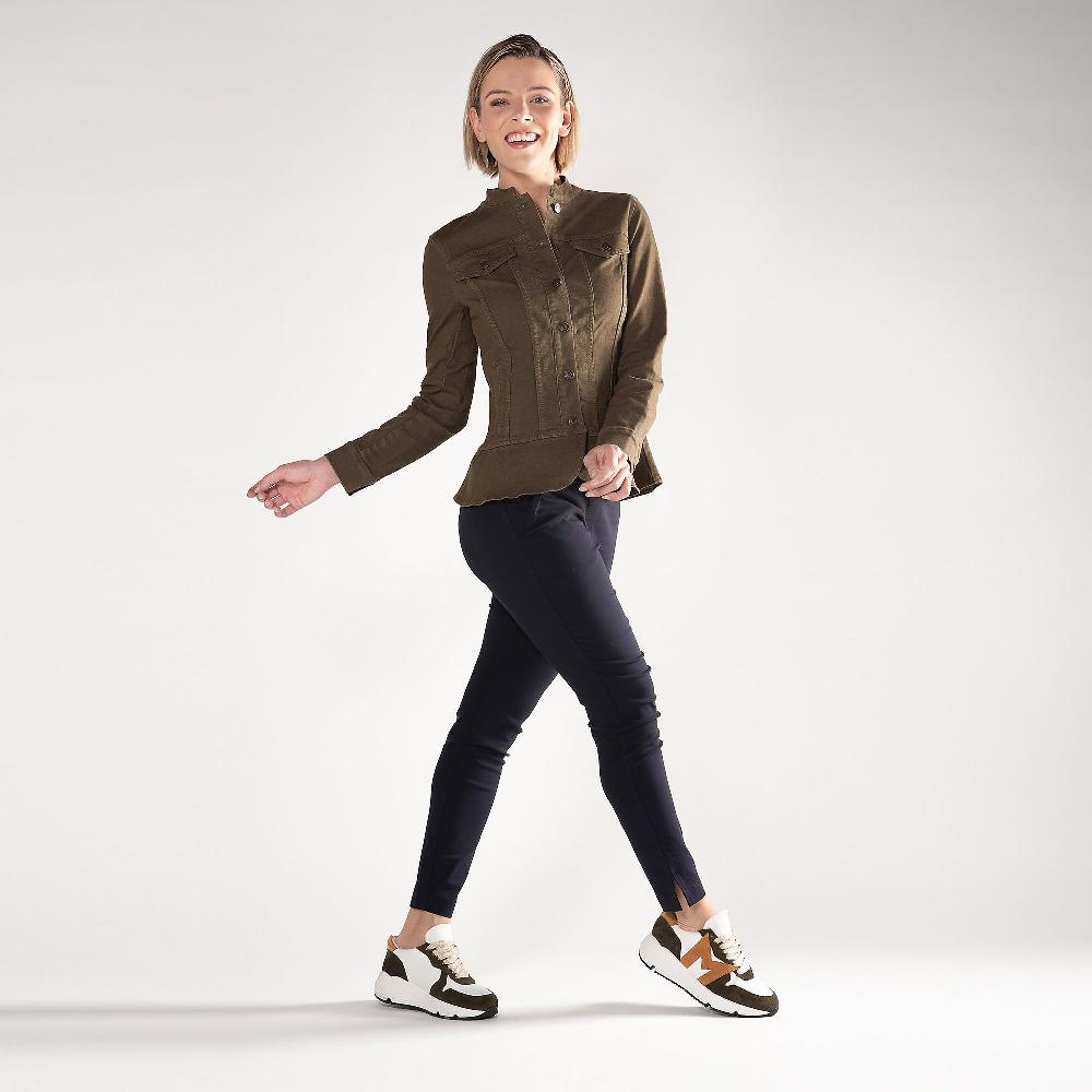 QVC Nina Leonard Pantaloni Slim Tessuto Super Stretch In Misto Viscosa Bottoni Estetici