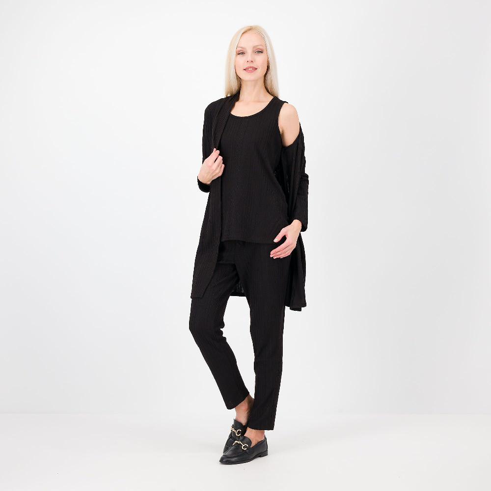 QVC Nina Leonard Set 3 Pezzi In Maglia: Cardigan Lungo Top Pantaloni