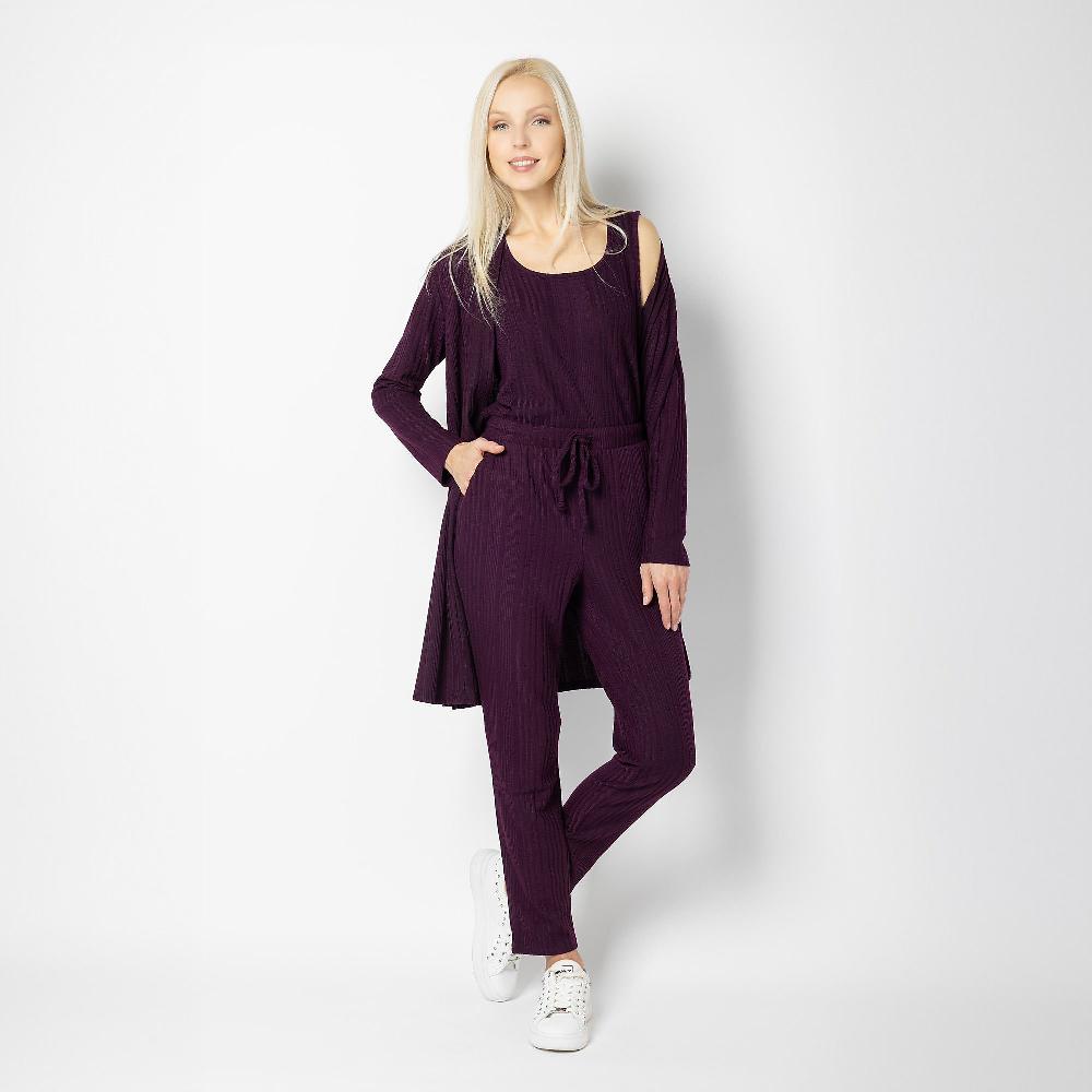 QVC Nina Leonard Set 3 Pezzi In Maglia: Cardigan Lungo Top Pantaloni