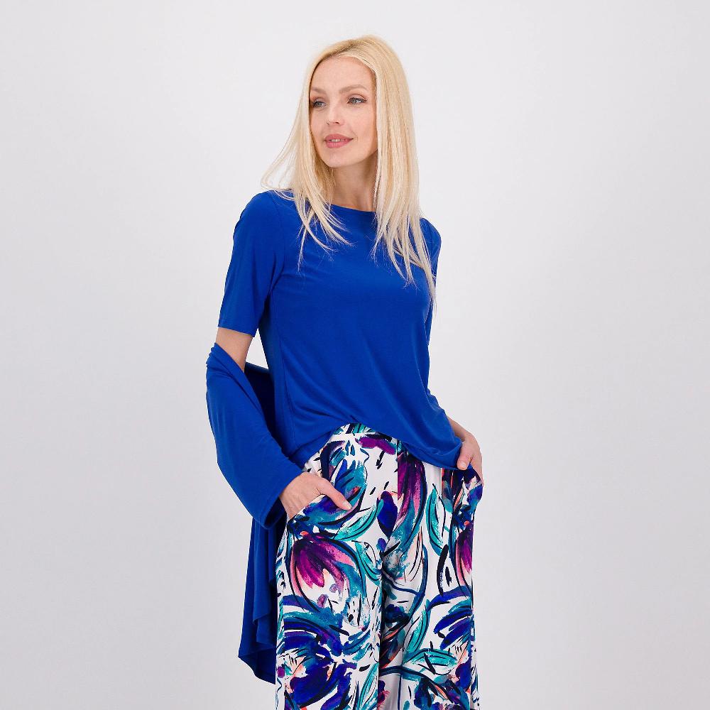 QVC Nina Leonard Set Di 3 Pezzi: Cardigan Tinta Unita Canotta Fantasia Maglia Tinta Unita