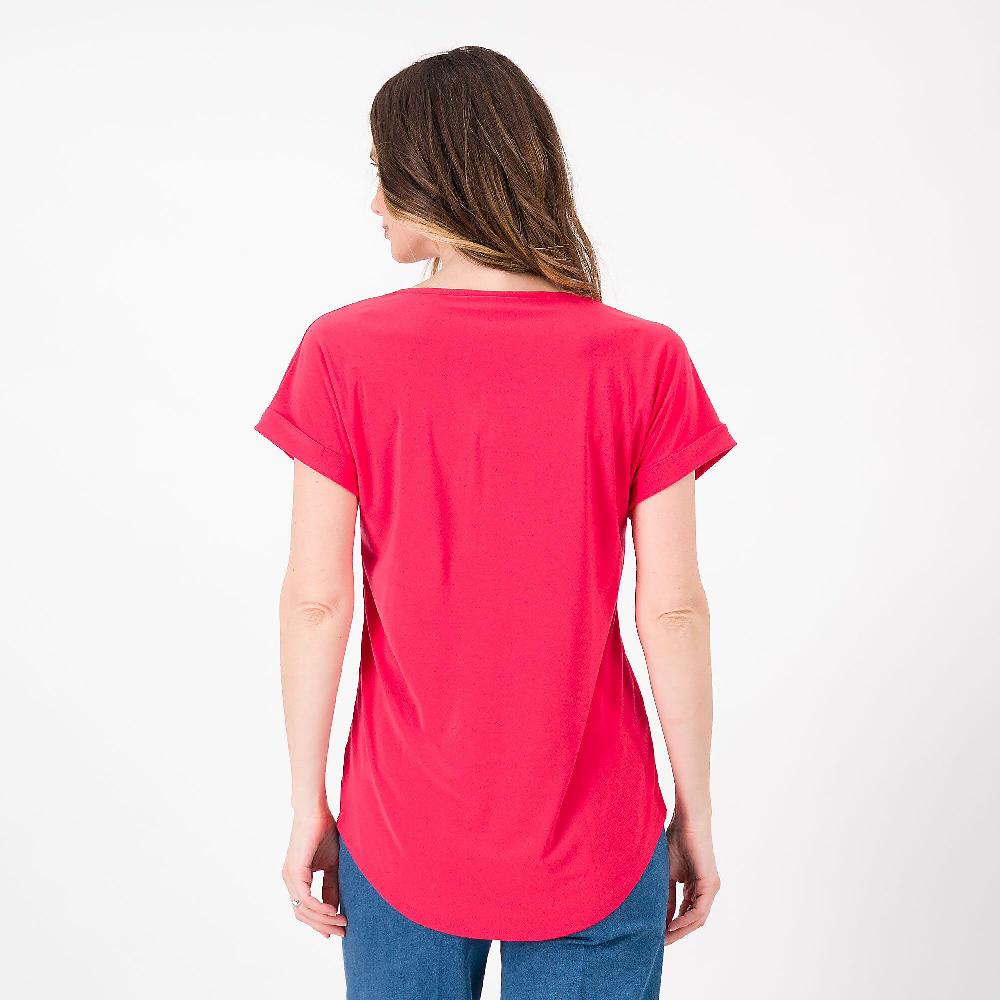 QVC Nina Leonard T-shirt Con Manica Corta E Scollo Con Zip