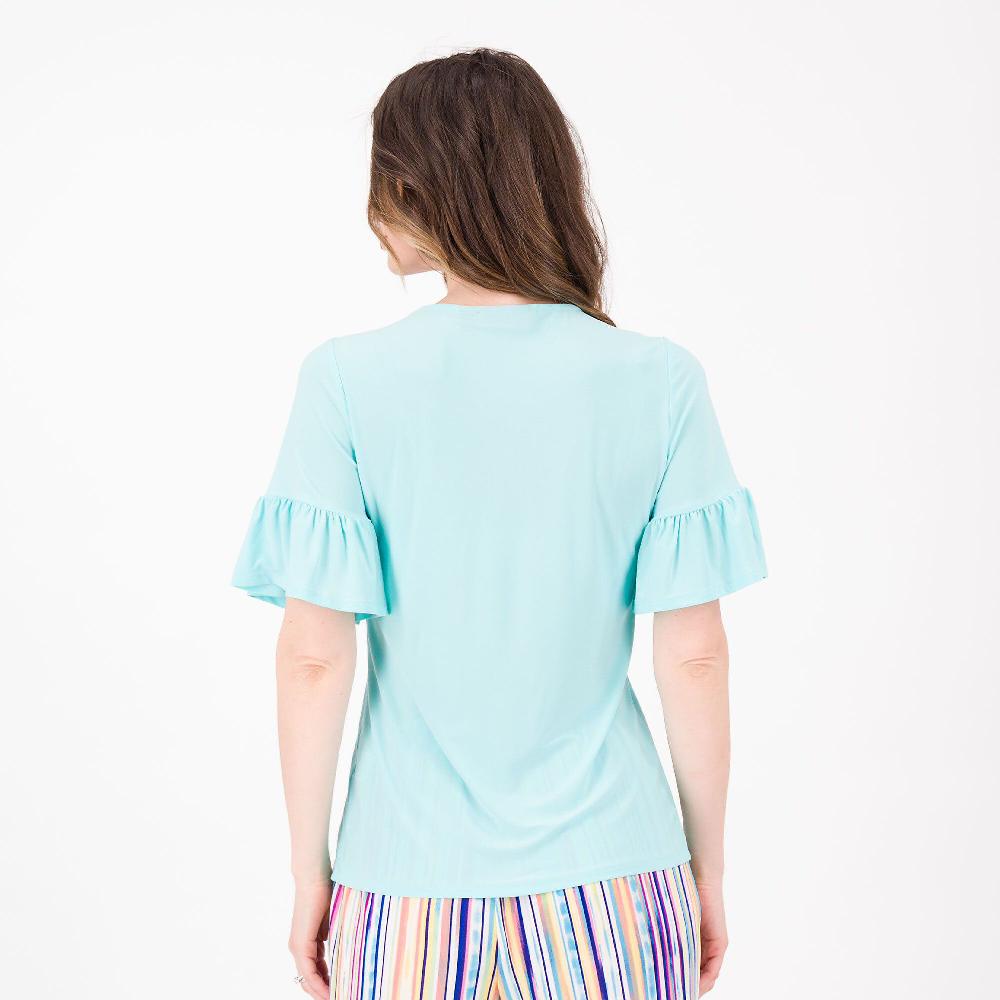 QVC Nina Leonard T-shirt In Jersey Con Scollo A V E Bottoni In Cocco