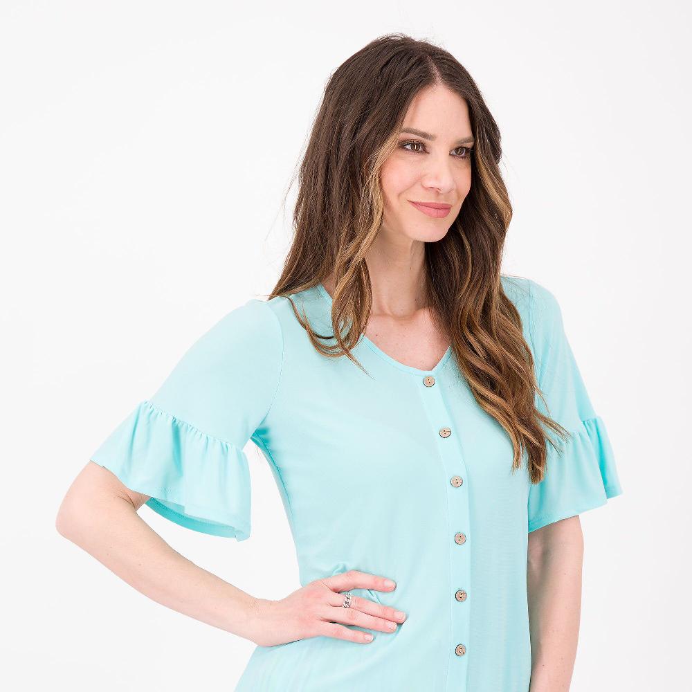 QVC Nina Leonard T-shirt In Jersey Con Scollo A V E Bottoni In Cocco