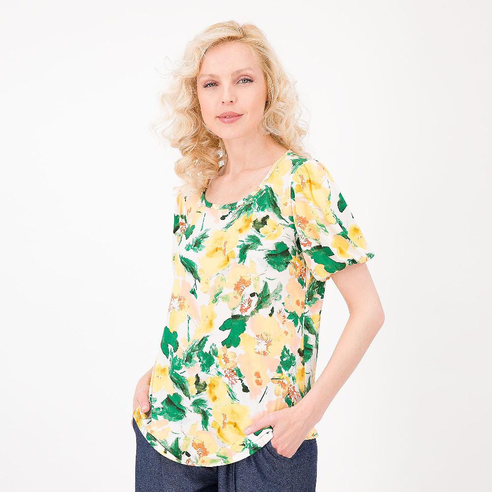 QVC Nina Leonard T-shirt In Jersey Fantasia A Fiori Con Manica Corta