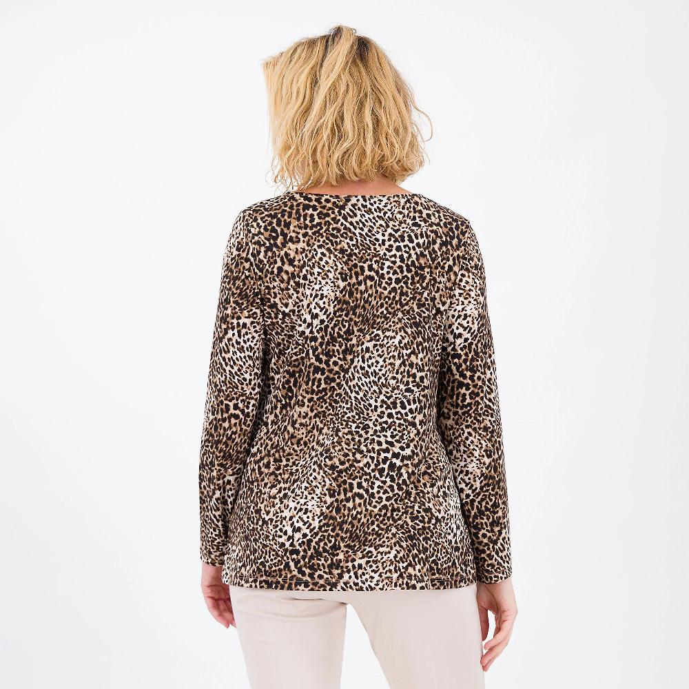 QVC Nina Leonard T-shirt In Jersey Fantasia A Maniche Lunghe Con Drappeggio