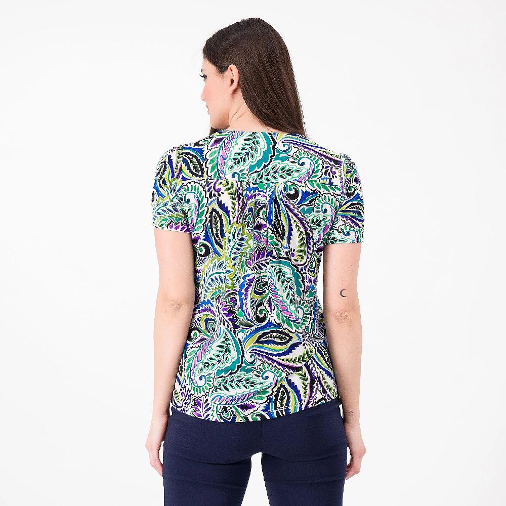 QVC Nina Leonard T-shirt In Jersey Stretch Con Arriccio Su Spalla