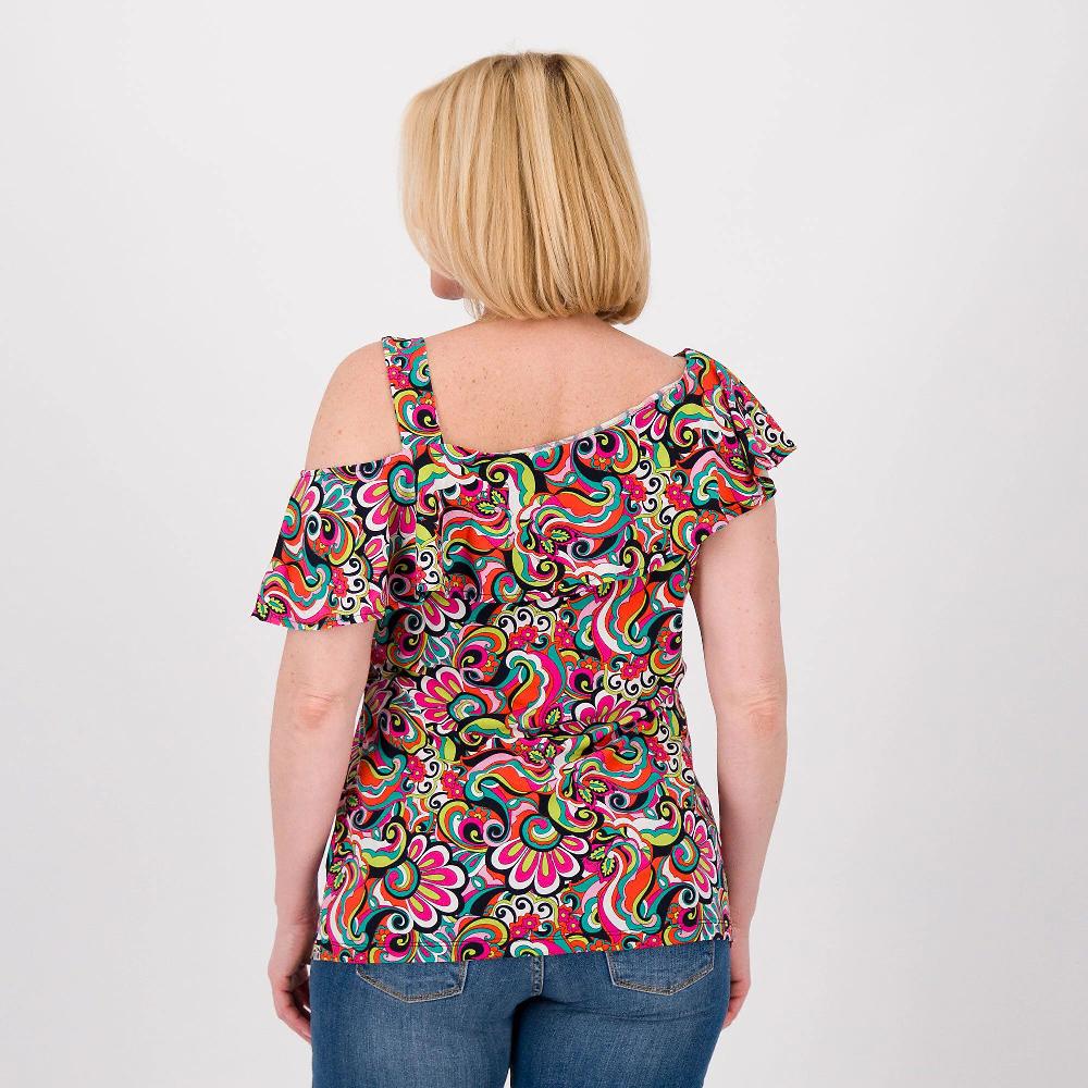 QVC Nina Leonard Top Asimmetrico Con Spallina Singola E Rouche