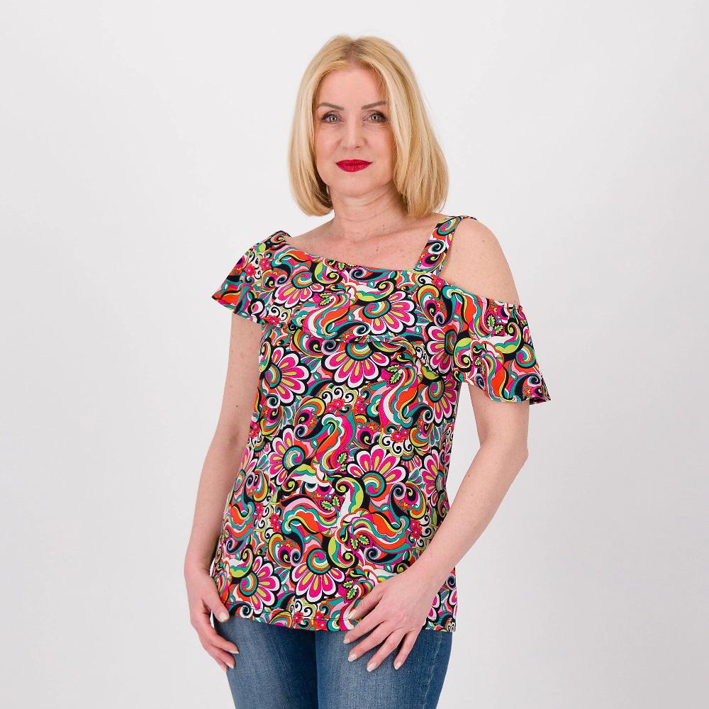 QVC Nina Leonard Top asimmetrico con spallina singola e rouche